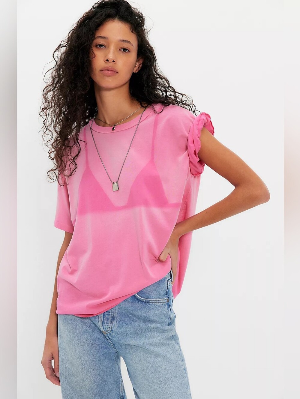🪷 NWOT Free People x Daydreamer Wet Bikini Tee In Pink, Size S